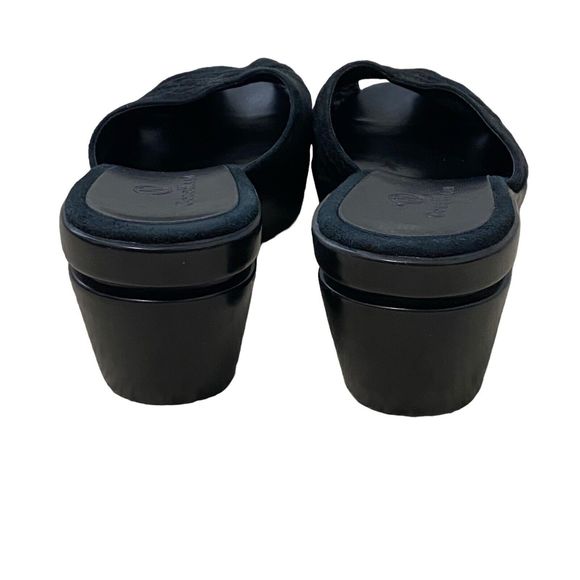 Women’s Cole Haan Nike Air Sandals Size 6 Wedge Heel Open Toe Shoes Black Suede - Picture 4 of 9